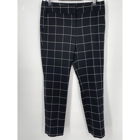 Ann Taylor Factory Signature Women’s Black White Plaid Straight Leg‎ Pants 6 - Picture 1 of 6